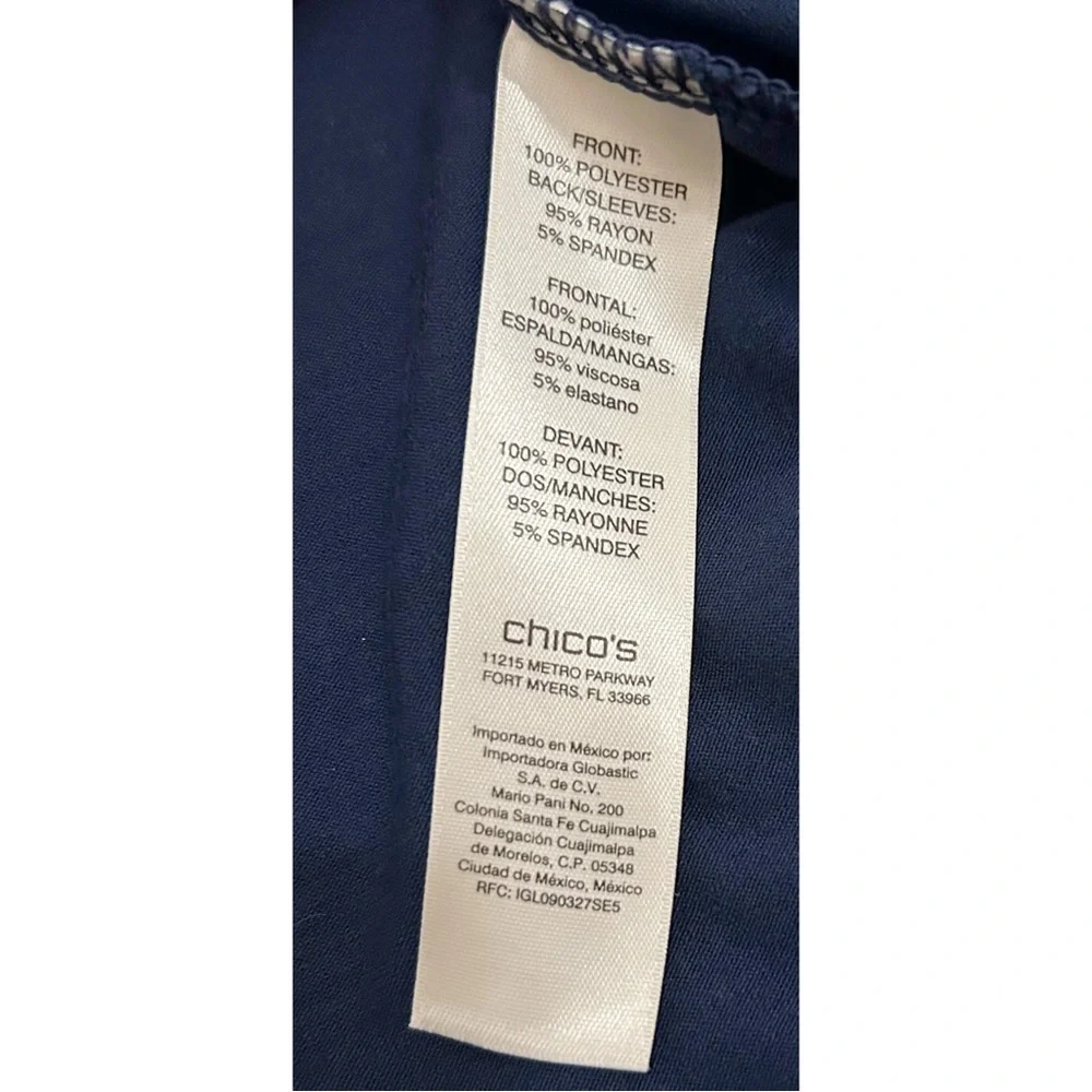 Chico’s Blue Multicolor Floral Garden Party Tunic, Size 2 Medium